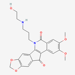 molecular formula C24H24N2O7 B1674971 6-(3-((2-hydroxyethyl)amino)propyl)-2,3-dimethoxy-5H-[1,3]dioxolo[4',5':5,6]indeno[1,2-c]isoquinoline-5,12(6H)-dione CAS No. 308246-52-8