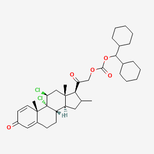 B1675004 [2-[(8S,9R,10S,11S,13S,14S,17S)-9,11-dichloro-10,13,16-trimethyl-3-oxo-7,8,11,12,14,15,16,17-octahydro-6H-cyclopenta[a]phenanthren-17-yl]-2-oxoethyl] dicyclohexylmethyl carbonate CAS No. 78467-68-2