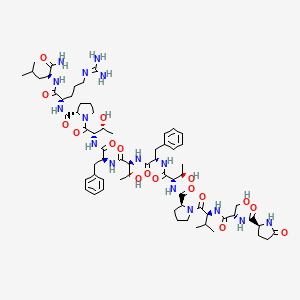 B1675008 Pyroglutamyl-seryl-valyl-prolyl-threonyl-phenylalanyl-threonyl-prolyl-arginyl-leucinamide CAS No. 151812-20-3