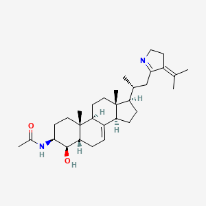 molecular formula C31H48N2O2 B1675032 N-[(3S,4R,5S,9R,10R,13R,14R,17R)-4-hydroxy-10,13-dimethyl-17-[(2R)-1-(4-propan-2-ylidene-2,3-dihydropyrrol-5-yl)propan-2-yl]-2,3,4,5,6,9,11,12,14,15,16,17-dodecahydro-1H-cyclopenta[a]phenanthren-3-yl]acetamide CAS No. 159934-15-3
