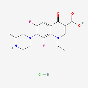 molecular formula C17H20ClF2N3O3 B1675041 3-Quinolinecarboxylic acid,1-ethyl-6,8-difluoro-1,4-dihydro-7-(3-methyl-1-piperazinyl)-4-oxo-,monohydrochloride CAS No. 98079-52-8