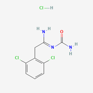 molecular formula C9H10Cl3N3O B1675052 N-Carbamoyl-2-(2,6-dichlorophenyl)acetamidine hydrochloride CAS No. 63504-15-4