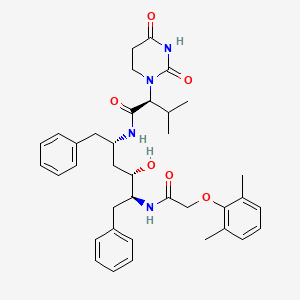 B1675083 (2S)-N-[(2S,4S,5S)-5-[[2-(2,6-dimethylphenoxy)acetyl]amino]-4-hydroxy-1,6-diphenylhexan-2-yl]-2-(2,4-dioxo-1,3-diazinan-1-yl)-3-methylbutanamide CAS No. 192725-39-6