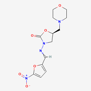 molecular formula C13H16N4O6 B1675104 (5S)-5-(morpholin-4-ylmethyl)-3-[(5-nitrofuran-2-yl)methylideneamino]-1,3-oxazolidin-2-one CAS No. 3795-88-8