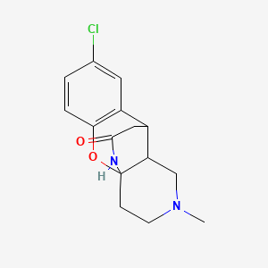 molecular formula C15H17ClN2O2 B1675143 (+-)-(4aR*,10R*,10aS*)-8-Chloro-1,2,3,4,10,10a-hexahydro-2-methyl-4a,10-(iminoethano)-4aH-(1)benzopyrano(3,2-c)pyridin-12-one CAS No. 70384-91-7