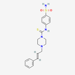 molecular formula C20H24N4O2S2 B1675203 4-[(2E)-3-phenylprop-2-en-1-yl]-N-(4-sulfamoylphenyl)piperazine-1-carbothioamide CAS No. 664969-54-4