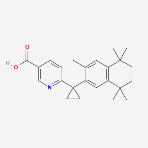 molecular formula C24H29NO2 B1675207 6-(1-(3,5,5,8,8-Pentamethyl-5,6,7,8-tetrahydronaphthalen-2-yl)cyclopropyl)nicotinic acid CAS No. 153559-76-3