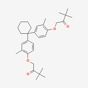 molecular formula C32H44O4 B1675210 1,1-Bis[3-methyl-4-(3,3-dimethyl-2-oxobutoxy)phenyl]cyclohexane CAS No. 233268-77-4
