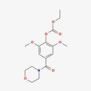 molecular formula C16H21NO7 B1675213 N-(4-Ethoxycarbonyloxy-3,5-dimethoxybenzoyl)morpholine CAS No. 1703-31-7