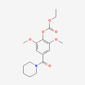 molecular formula C17H23NO6 B1675214 [2,6-Dimethoxy-4-(piperidine-1-carbonyl)phenyl] ethyl carbonate CAS No. 1703-32-8