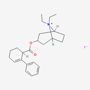 molecular formula C24H34INO2 B1675217 3-(((2-Phenyl-2-cyclohexen-1-yl)carbonyl)oxy)-8,8-diethyl-8-azoniabicyclo(3.2.1)octane iodide CAS No. 111372-42-0
