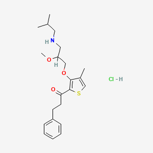 molecular formula C22H32ClNO3S B1675218 1-(3-(2-甲氧基-3-(2-甲基丙氨基)丙氧基)-4-甲基-2-噻吩基)-3-苯基-1-丙酮盐酸盐 CAS No. 132798-26-6