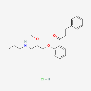 molecular formula C22H30ClNO3 B1675219 1-Propanone, 1-(2-(2-methoxy-3-(propylamino)propoxy)phenyl)-3-phenyl-, hydrochloride CAS No. 132798-30-2