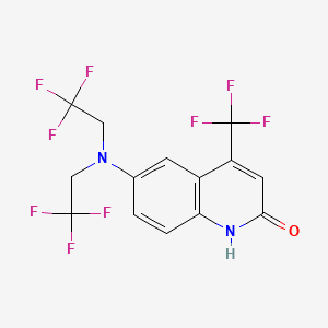 molecular formula C14H9F9N2O B1675224 6-(Bis-(2,2,2-trifluoroethyl)amino)-4-trifluoromethyl-1H-quinolin-2-one CAS No. 328947-93-9