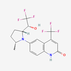 molecular formula C17H16F6N2O2 B1675225 6-[(2R,5R)-2-methyl-5-[(1R)-2,2,2-trifluoro-1-hydroxyethyl]pyrrolidin-1-yl]-4-(trifluoromethyl)-1,2-dihydroquinolin-2-one CAS No. 847235-85-2
