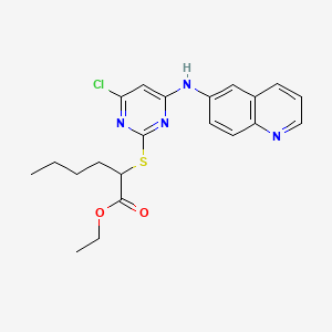 molecular formula C21H23ClN4O2S B1675261 Ethyl 2-((4-chloro-6-(quinolin-6-ylamino)pyrimidin-2-yl)thio)hexanoate CAS No. 1056468-55-3
