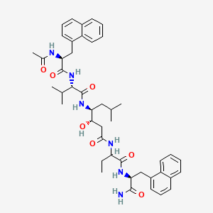B1675262 (3S,4S)-4-[[(2S)-2-[[(2S)-2-acetamido-3-naphthalen-1-ylpropanoyl]amino]-3-methylbutanoyl]amino]-N-[1-[[(2S)-1-amino-3-naphthalen-1-yl-1-oxopropan-2-yl]amino]-1-oxobutan-2-yl]-3-hydroxy-6-methylheptanamide CAS No. 153314-49-9
