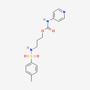 molecular formula C16H19N3O4S B1675268 3-{[(4-Methylphenyl)sulfonyl]amino}propyl pyridin-4-ylcarbamate CAS No. 327042-42-2