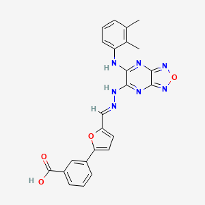 molecular formula C24H19N7O4 B1675274 3-[5-[(E)-[[6-(2,3-Dimethylanilino)-[1,2,5]oxadiazolo[3,4-b]pyrazin-5-yl]hydrazinylidene]methyl]furan-2-yl]benzoic acid CAS No. 1044664-73-4