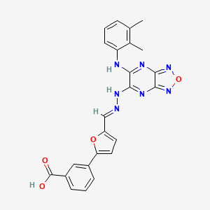 molecular formula C24H19N7O4 B1675274 3-{5-[(E)-({6-[(2,3-dimethylphenyl)amino][1,2,5]oxadiazolo[3,4-b]pyrazin-5-yl}hydrazono)methyl]-2-furyl}benzoic acid CAS No. 1044664-73-4