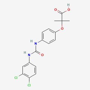 molecular formula C17H16Cl2N2O4 B1675276 2-(4-(3,4-Dichlorophenylureido)phenoxy)-2-methylpropionic acid CAS No. 117011-50-4