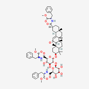 molecular formula C72H95N3O19 B1675280 methyl (2S)-2-[[(2S,3S,4S,5R,6R)-6-[(2S,3R,4S,5S,6S)-2-[[(3S,4aR,6aR,6bS,8aS,11S,12aR,14aR,14bS)-11-[[(2S)-1-methoxy-1-oxo-3-phenylpropan-2-yl]carbamoyl]-4,4,6a,6b,8a,11,14b-heptamethyl-14-oxo-2,3,4a,5,6,7,8,9,10,12,12a,14a-dodecahydro-1H-picen-3-yl]oxy]-4,5-dihydroxy-6-[[(2S)-1-methoxy-1-oxo-3-phenylpropan-2-yl]carbamoyl]oxan-3-yl]oxy-3,4,5-trihydroxyoxane-2-carbonyl]amino]-3-phenylpropanoate CAS No. 137734-07-7