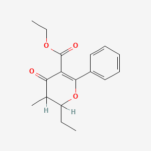 molecular formula C17H20O4 B1675284 Ethyl 2-ethyl-3-methyl-4-oxo-6-phenyl-3,4-dihydro-2h-pyran-5-carboxylate CAS No. 90936-96-2