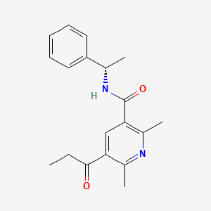 molecular formula C19H22N2O2 B1675325 2,6-Dimethyl-5-(2-oxopropyl)-N-((1S)-1-phenylethyl)-3-pyridinecarboxamide CAS No. 92751-45-6