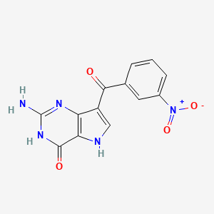 molecular formula C13H9N5O4 B1675331 2-Amino-7-(3-nitrobenzoyl)-1,5-dihydropyrrolo[3,2-d]pyrimidin-4-one CAS No. 474555-58-3