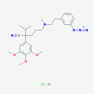 molecular formula C26H36ClN5O3 B1675342 5-[2-(3-azidophenyl)ethyl-methylamino]-2-propan-2-yl-2-(3,4,5-trimethoxyphenyl)pentanenitrile;hydrochloride CAS No. 109293-20-1