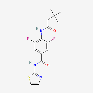 molecular formula C16H17F2N3O2S B1675344 Benzamide, 4-[(3,3-dimethyl-1-oxobutyl)amino]-3,5-difluoro-N-2-thiazolyl- CAS No. 851202-49-8