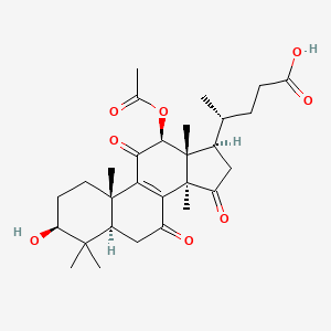 molecular formula C29H40O8 B1675359 12b-Acetoxy-3b-hydroxy-4,4,14-trimethyl-7,11,15-trioxochol-8-en-24-oic acid, 9CI CAS No. 98665-17-9