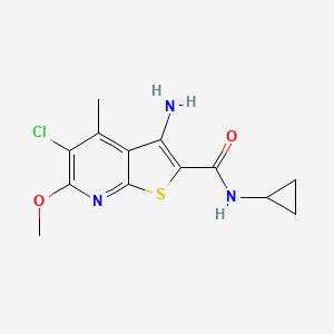 molecular formula C13H14ClN3O2S B1675602 3-Amino-5-chloro-N-cyclopropyl-6-methoxy-4-methylthieno[2,3-b]pyridine-2-carboxamide CAS No. 886047-13-8