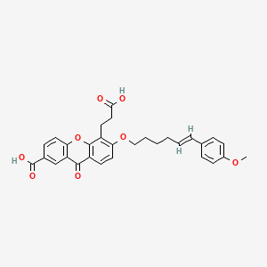 molecular formula C30H28O8 B1675608 9H-Xanthene-4-propanoic acid, 7-carboxy-3-((6-(4-methoxyphenyl)-5-hexenyl)oxy)-9-oxo-, (E)- CAS No. 148291-65-0