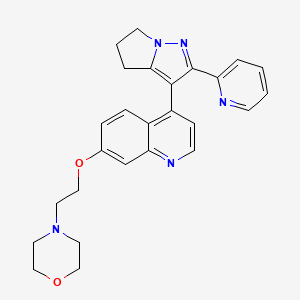 molecular formula C26H27N5O2 B1675609 4-(2-((4-(2-(Pyridin-2-yl)-5,6-dihydro-4H-pyrrolo[1,2-b]pyrazol-3-yl)quinolin-7-yl)oxy)ethyl)morpholine CAS No. 700874-71-1