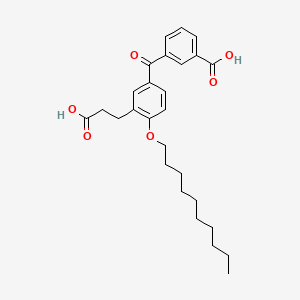 molecular formula C27H34O6 B1675610 Benzenepropanoic acid, 5-(3-carboxybenzoyl)-2-(decyloxy)- CAS No. 117423-95-7
