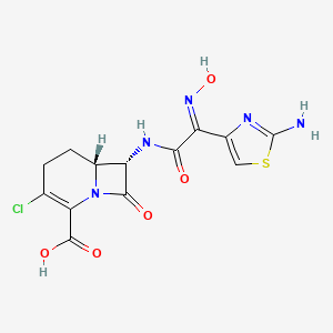 molecular formula C13H12ClN5O5S B1675613 (6R,7S)-7-[[(2E)-2-(2-Amino-1,3-thiazol-4-yl)-2-hydroxyiminoacetyl]amino]-3-chloro-8-oxo-1-azabicyclo[4.2.0]oct-2-ene-2-carboxylic acid CAS No. 153502-35-3