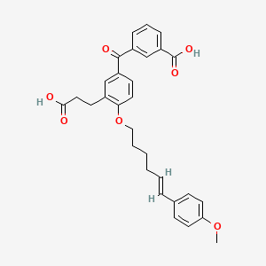 molecular formula C30H30O7 B1675621 5-(3-羧基苯甲酰基)-2-((6-(4-甲氧基苯基)-5-己烯基)氧基)苯丙酸 CAS No. 117423-74-2