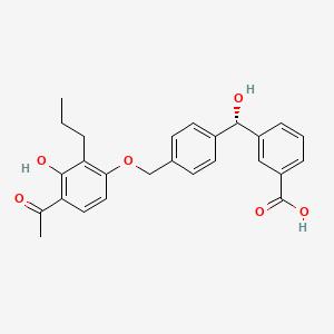 molecular formula C26H26O6 B1675624 Benzoic acid, 3-((S)-(4-((4-acetyl-3-hydroxy-2-propylphenoxy)methyl)phenyl)hydroxymethyl)- CAS No. 889116-06-7