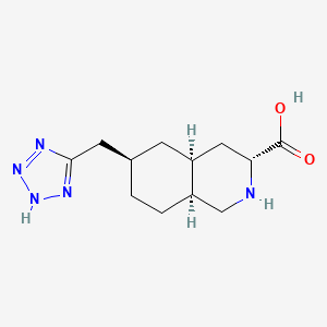 molecular formula C12H19N5O2 B1675628 Decahydro-6-(2H-tetrazol-5-ylmethyl)-3-isoquinolinecarboxylic acid CAS No. 136845-59-5