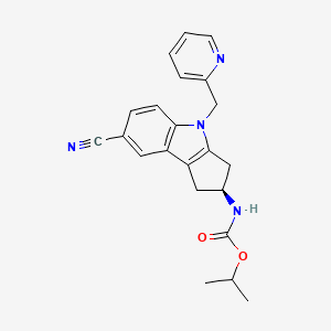 molecular formula C22H22N4O2 B1675633 Isopropyl (2S)-7-Cyano-4-(pyridin-2-ylmethyl)-1,2,3,4-tetrahydrocyclopenta[b]indol-2-ylcarbamate CAS No. 1029692-15-6
