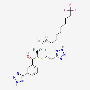 molecular formula C25H33F3N8OS B1675634 (1S,2R,3E,5Z)-15,15,15-trifluoro-2-[2-(2H-tetrazol-5-yl)ethylsulfanyl]-1-[3-(2H-tetrazol-5-yl)phenyl]pentadeca-3,5-dien-1-ol CAS No. 127345-02-2