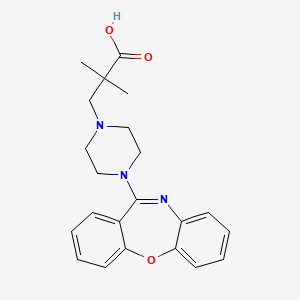 molecular formula C22H25N3O3 B1675644 1-Piperazinepropanoic acid, 4-dibenz(b,f)(1,4)oxazepin-11-yl-alpha,alpha-dimethyl- CAS No. 879409-35-5
