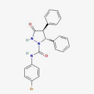 1-Pyrazolidinecarboxamide, N-(4-bromophenyl)-3-oxo-4,5-diphenyl-, (4S,5R)-