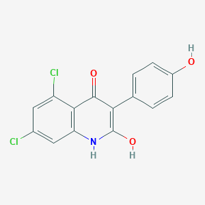 molecular formula C15H9Cl2NO3 B1675657 5,7-dichloro-2-hydroxy-3-(4-hydroxyphenyl)-1H-quinolin-4-one CAS No. 143294-50-2
