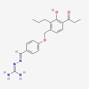 molecular formula C21H26N4O3 B1675669 2-[(E)-[4-[(3-hydroxy-4-propanoyl-2-propylphenyl)methoxy]phenyl]methylideneamino]guanidine CAS No. 182633-59-6