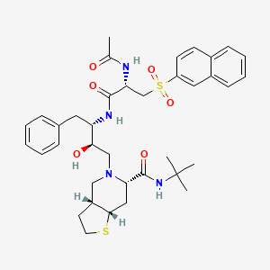 Thieno(3,2-c)pyridine-6-carboxamide, 5-((2R,3S)-3-(((2S)-2-(acetylamino)-3-(2-naphthalenylsulfonyl)-1-oxopropyl)amino)-2-hydroxy-4-phenylbutyl)-N-(1,1-dimethylethyl)octahydro-, (3aR,6S,7aS)-