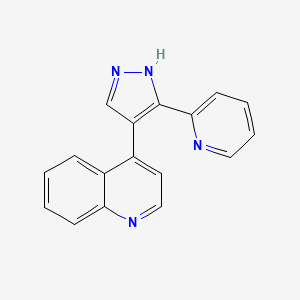 molecular formula C17H12N4 B1675679 4-(3-Pyridin-2-YL-1H-pyrazol-4-YL)quinoline CAS No. 396129-53-6