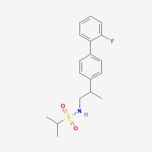molecular formula C18H22FNO2S B1675688 N-{2-[4-(2-fluorophenyl)phenyl]propyl}propane-2-sulfonamide CAS No. 211311-39-6