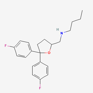 molecular formula C21H25F2NO B1675690 N-[[5,5-bis(4-fluorophenyl)oxolan-2-yl]methyl]butan-1-amine CAS No. 774528-12-0